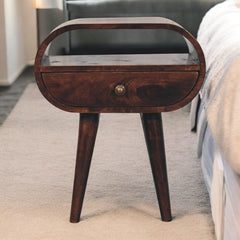 Artisan Furniture California Walnut Circular Bedside with Open Slot