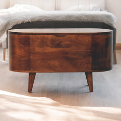 Artisan Furniture California Walnut Rounded Lid up Blanket Box