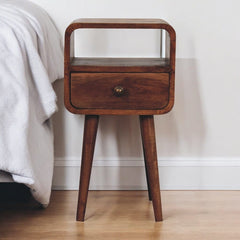 Artisan Furniture Mini Honey Caramel Curved Bedside with Open Slot