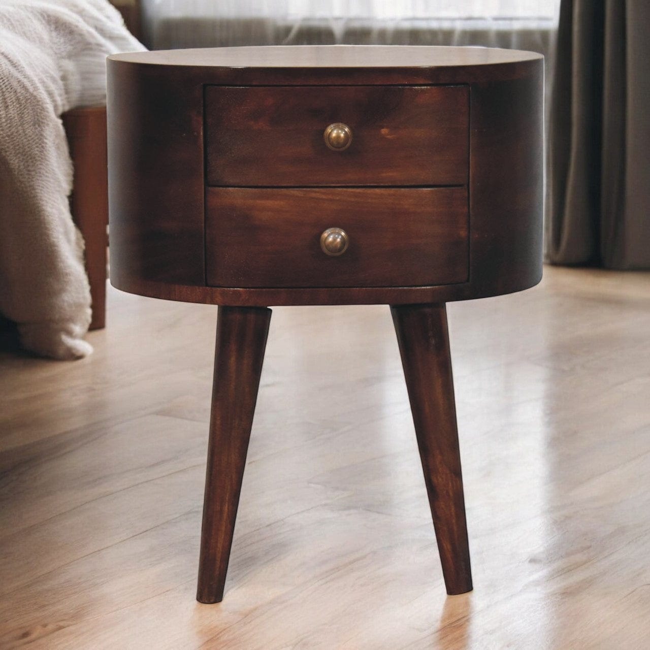 Artisan Furniture California Walnut Rounded Bedside Table