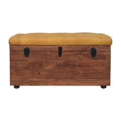 Artisan Furniture Buffalo Hide Honey Caramel Storage Trunk