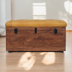 Artisan Furniture Buffalo Hide Honey Caramel Storage Trunk