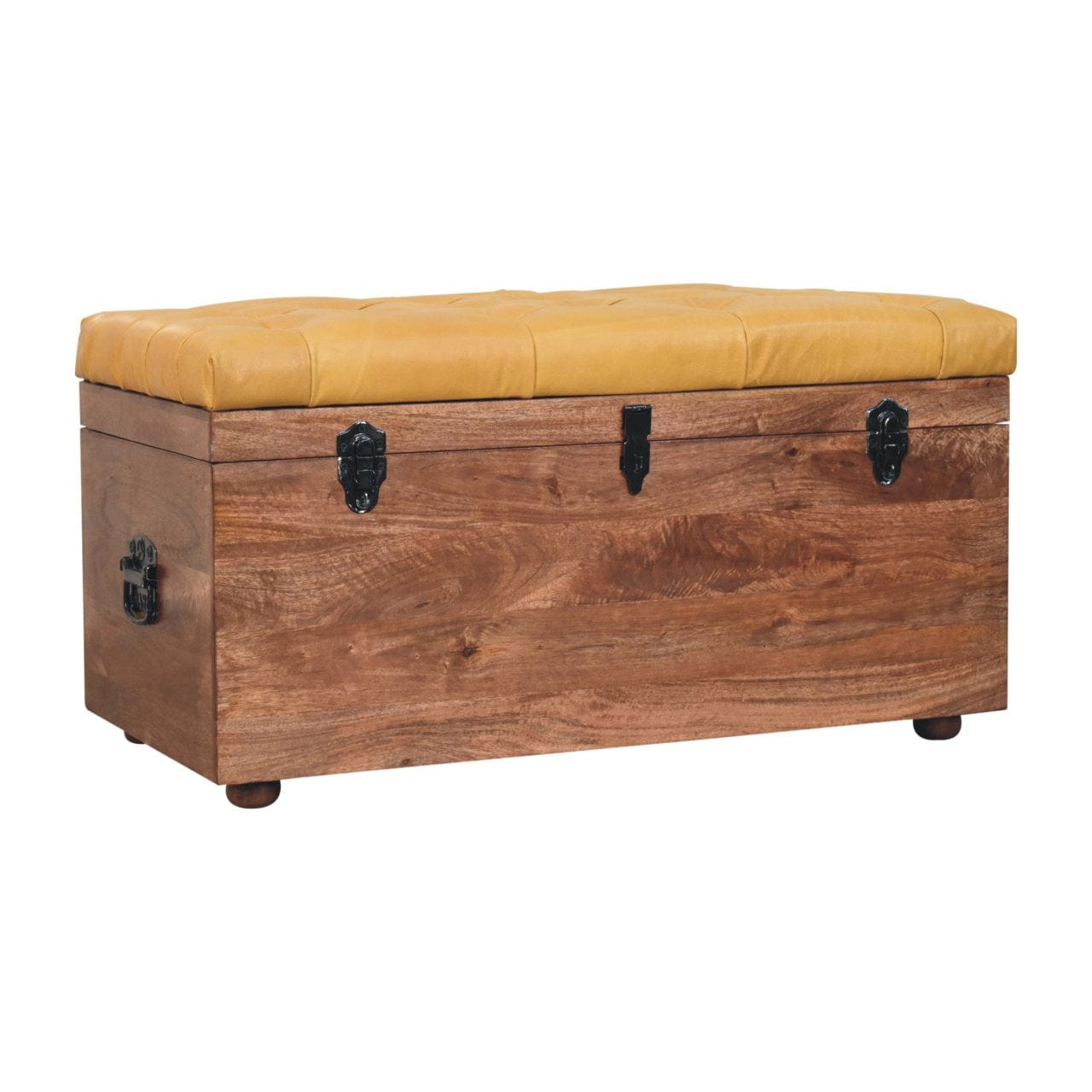 Artisan Furniture Buffalo Hide Honey Caramel Storage Trunk