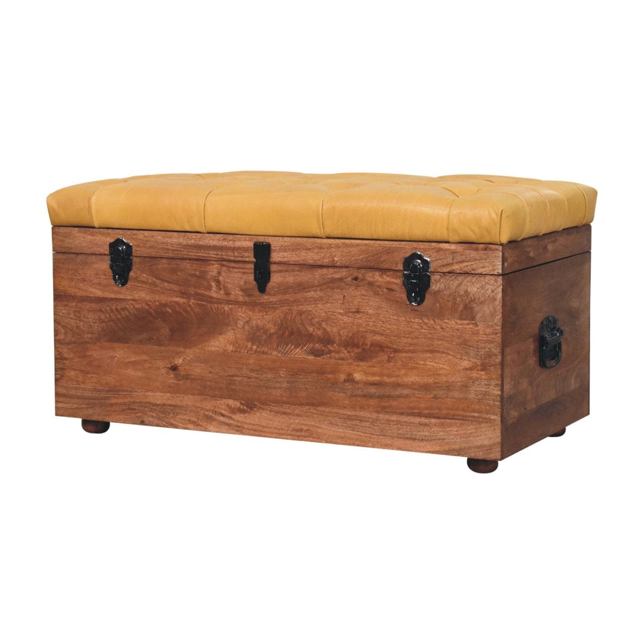 Artisan Furniture Buffalo Hide Honey Caramel Storage Trunk