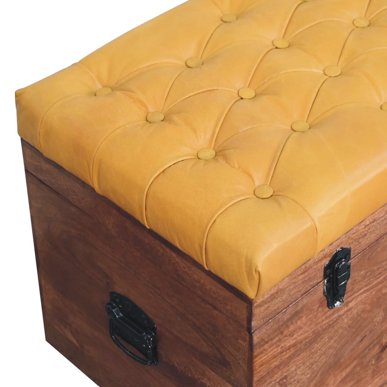 Artisan Furniture Buffalo Hide Honey Caramel Storage Trunk