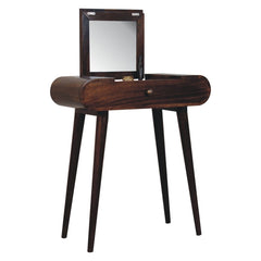 Artisan Furniture Mini California Walnut Dressing Table with Foldable Mirror