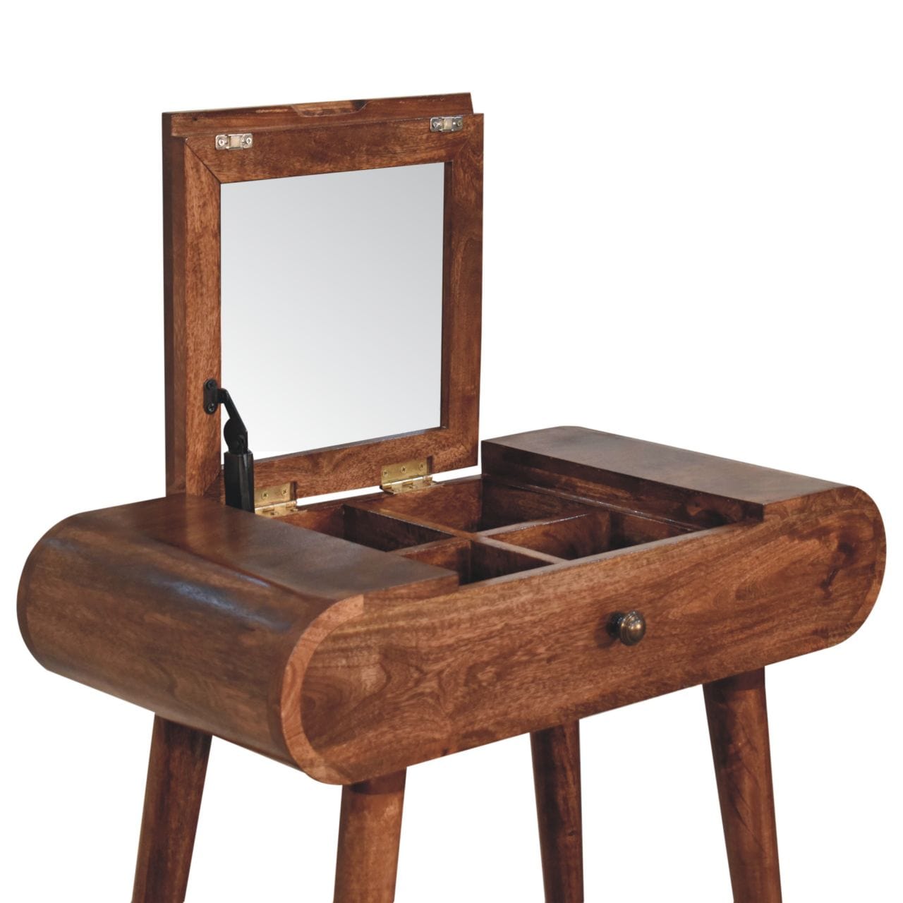 Artisan Furniture Mini Honey Caramel Dressing Table with Foldable Mirror