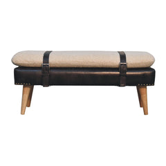 Artisan Boucl Buffalo Hide Black Leather Bench