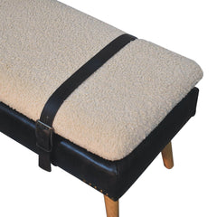 Artisan Boucl Buffalo Hide Black Leather Bench