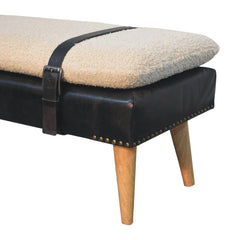 Artisan Boucl Buffalo Hide Black Leather Bench