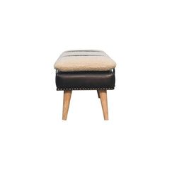 Artisan Boucl Buffalo Hide Black Leather Bench