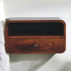 Artisan Large Chestnut Curve Upper Slot Floating Bedside