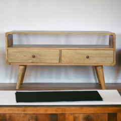 Curved Oak-ish Media Unit