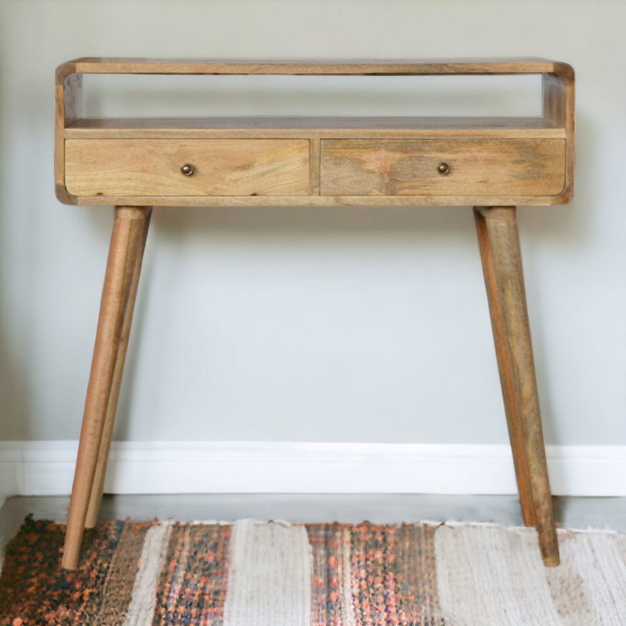 Curved Oak-ish Console Table - Artisan Furniture