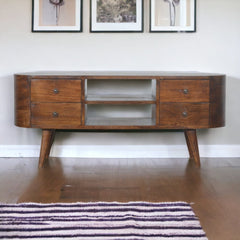 Chestnut Rounded Entertainment Unit - Artisan Furniture