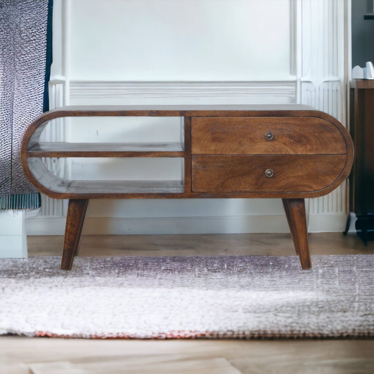 Chestnut Circular Media Unit - Artisan Furniture