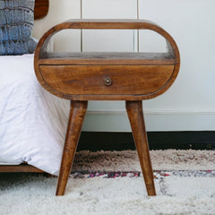 Chestnut Circular Open Bedside - Artisan Furniture