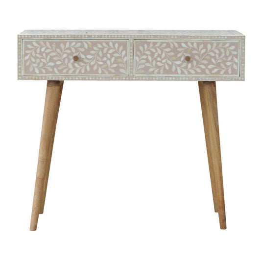 Artisan Taupe Floral Bone Console