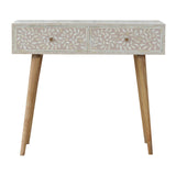 Artisan Taupe Floral Bone Console