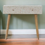 Artisan Taupe Floral Bone Console