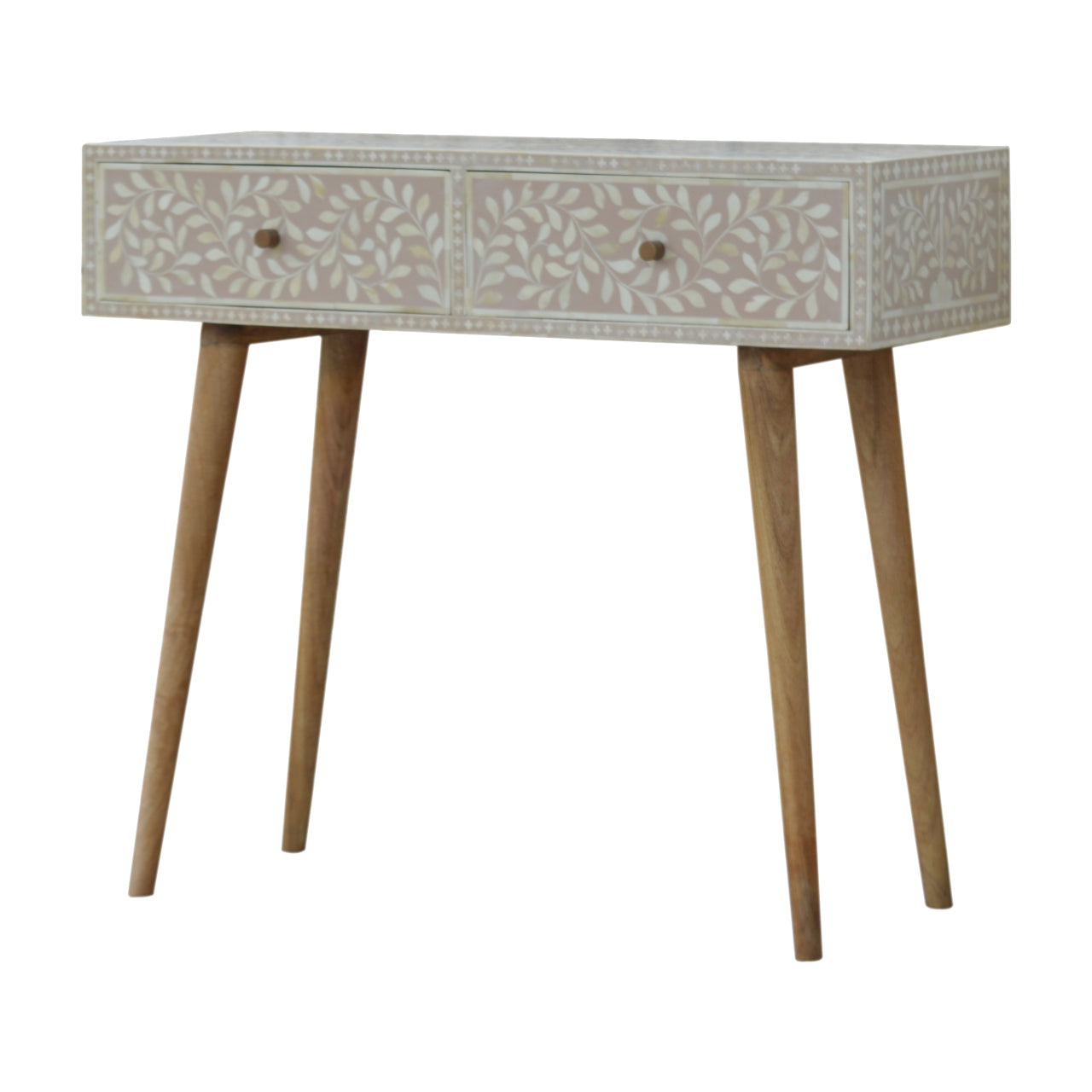 Artisan Taupe Floral Bone Console