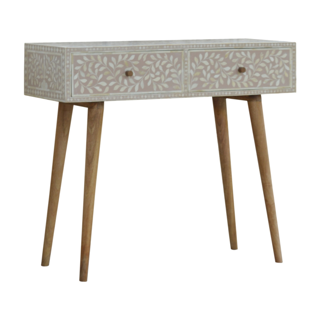 Artisan Taupe Floral Bone Console