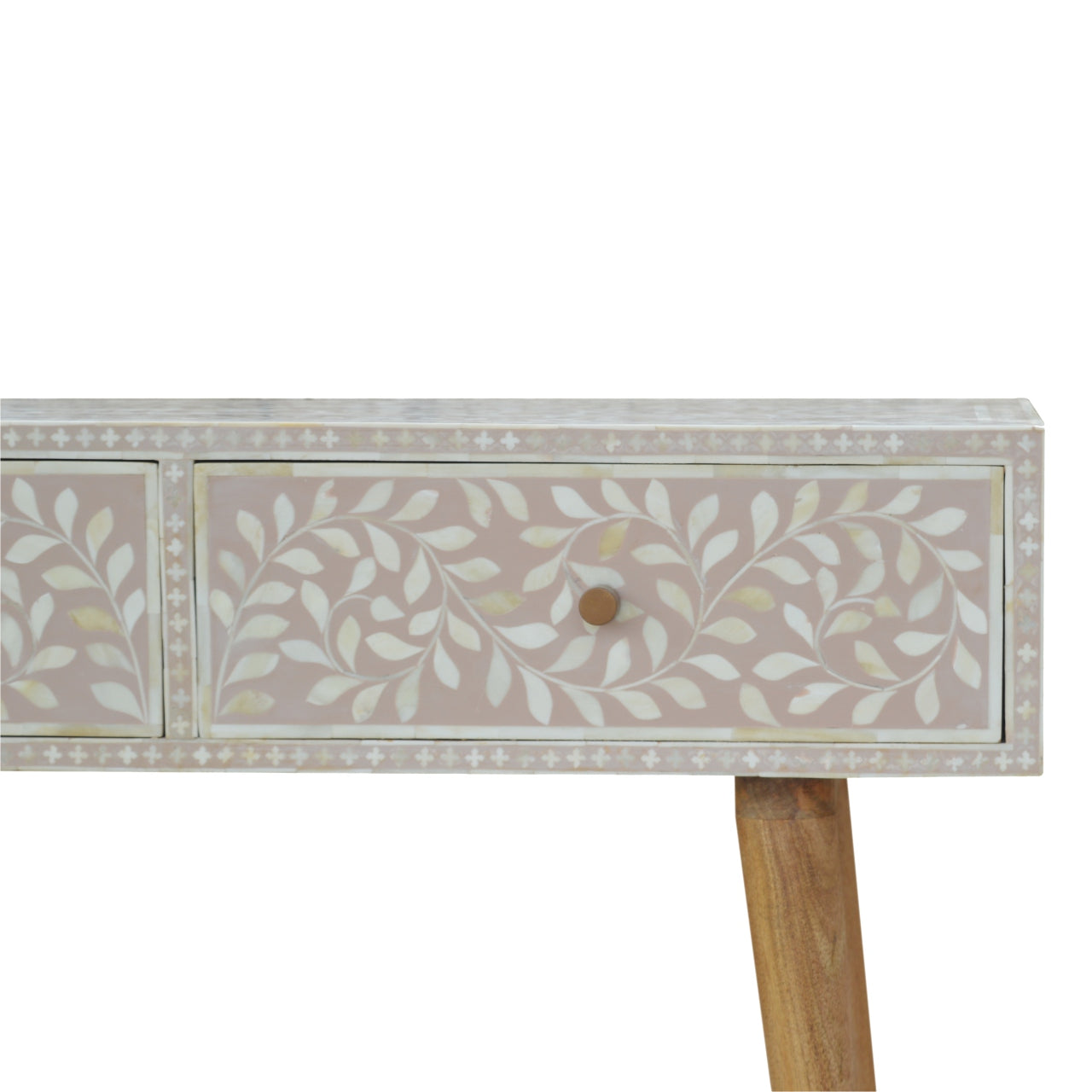 Artisan Taupe Floral Bone Console