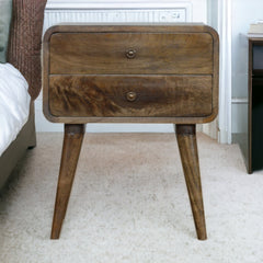 Curved Classic Grey Washed Bedside