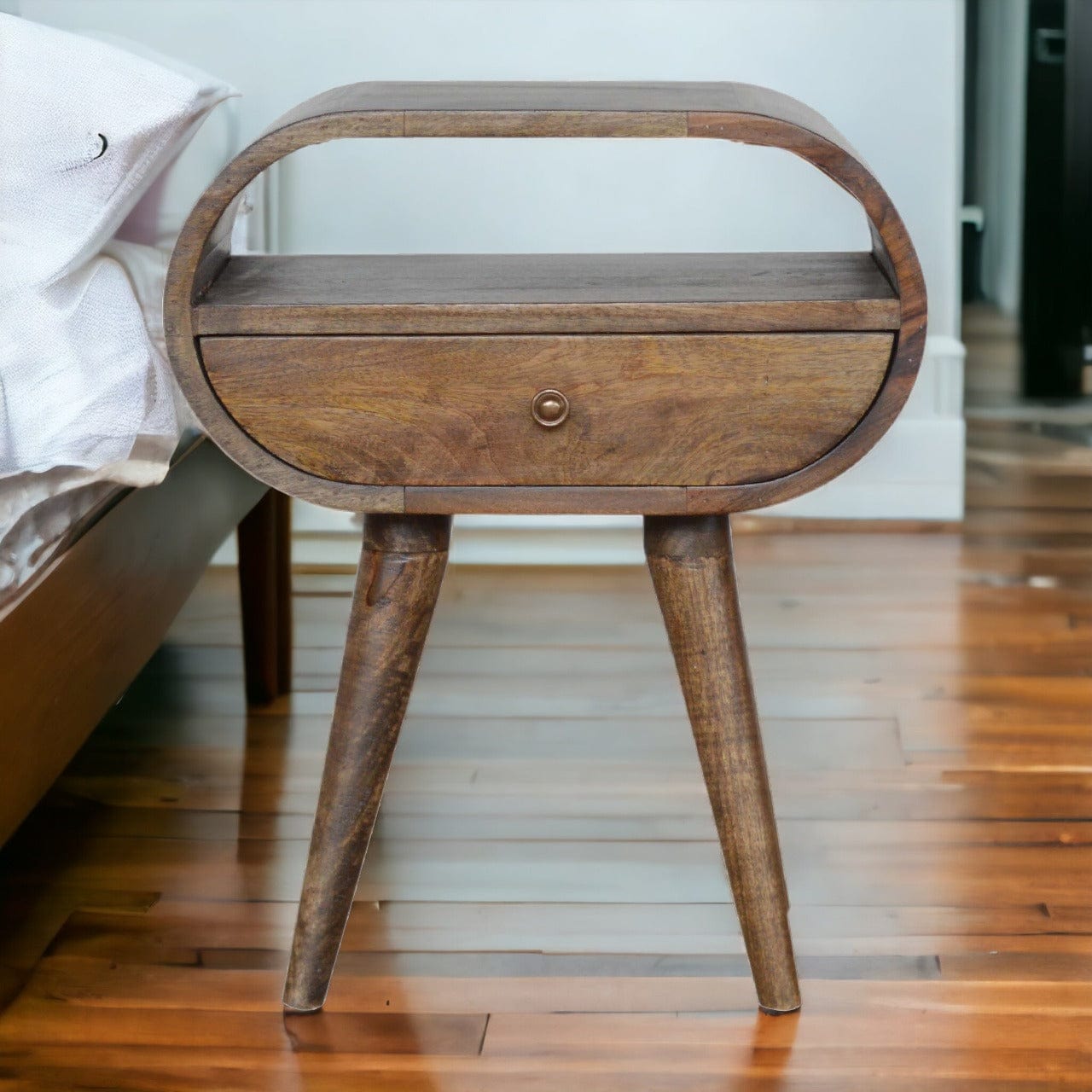 Artisan Furniture Grey Washed Circular nightstand