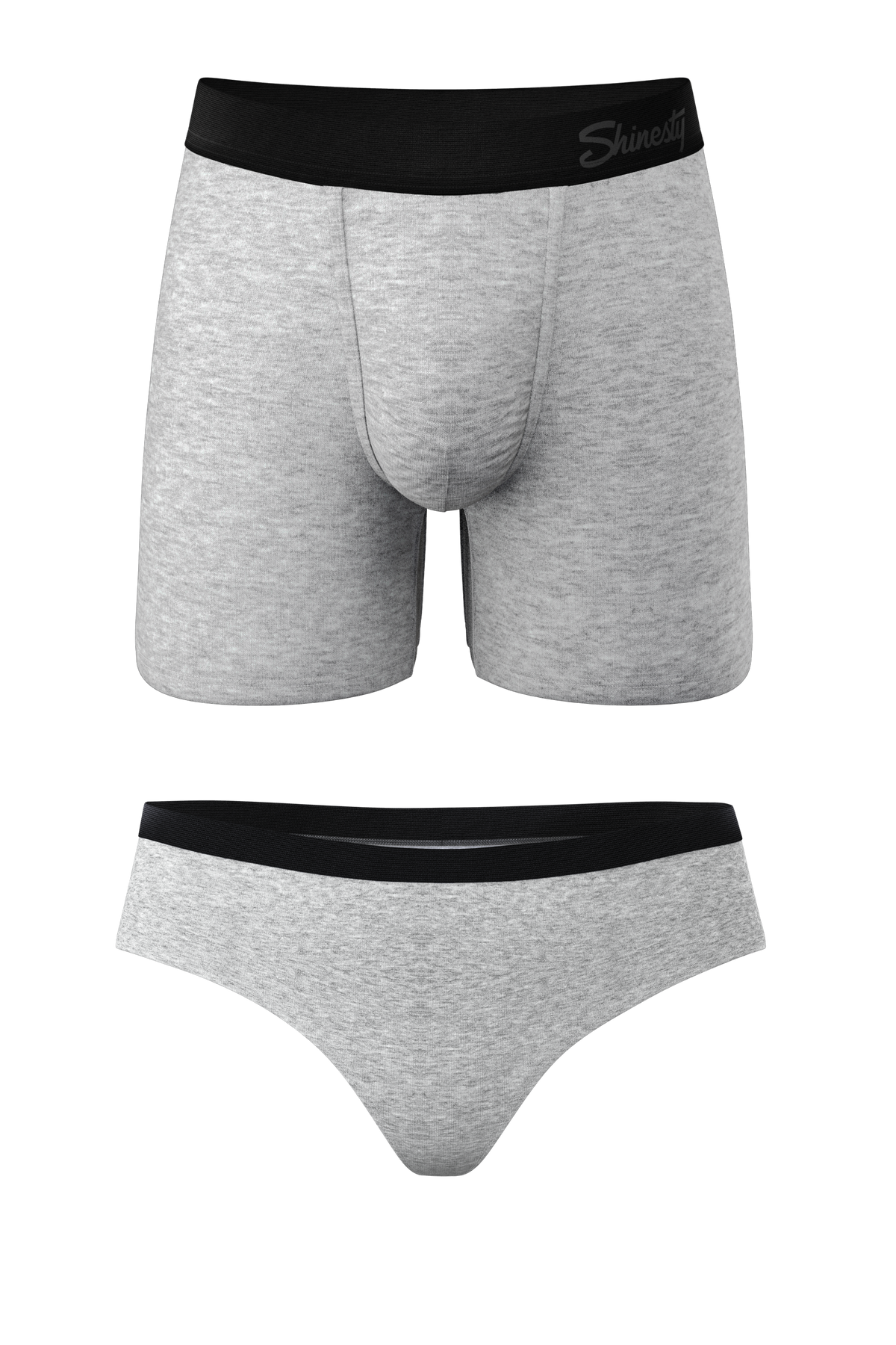 The Gray Area | Heather Grey Ball Hammock® Boxer and Cheeky Matching Couples Underwear 2 Pack