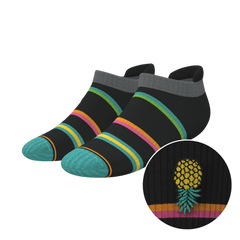 The Island Time | Black Tropical Heel Hammock™ Ankle Socks