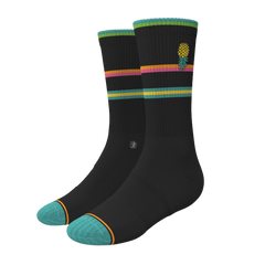 The Island Time | Black Tropical Heel Hammock™ Crew Socks