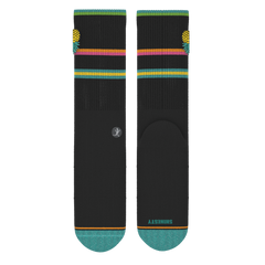 The Island Time | Black Tropical Heel Hammock™ Crew Socks