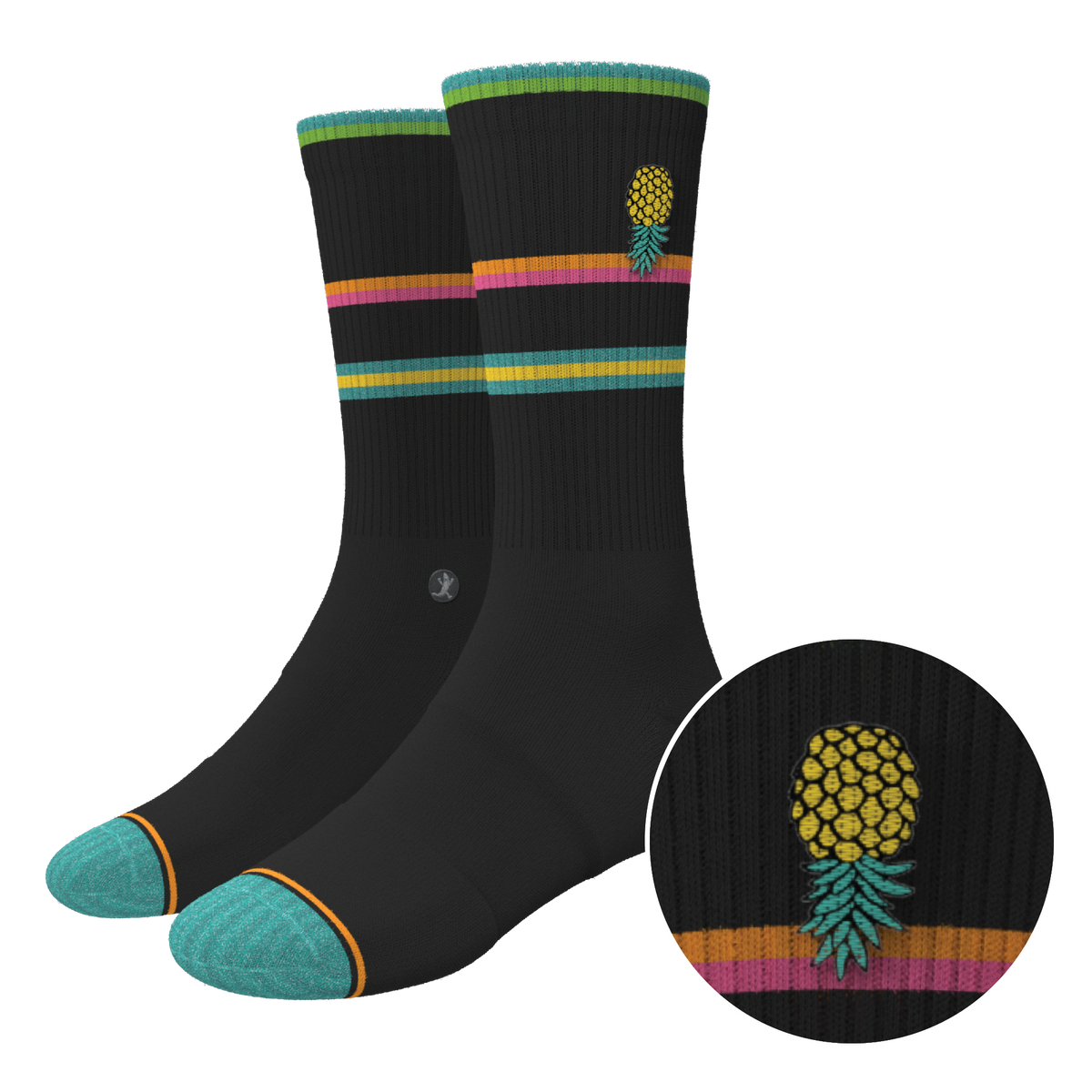 The Island Time | Black Tropical Heel Hammock™ Crew Socks