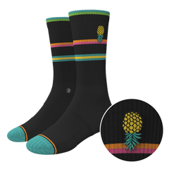 The Island Time | Black Tropical Heel Hammock™ Crew Socks