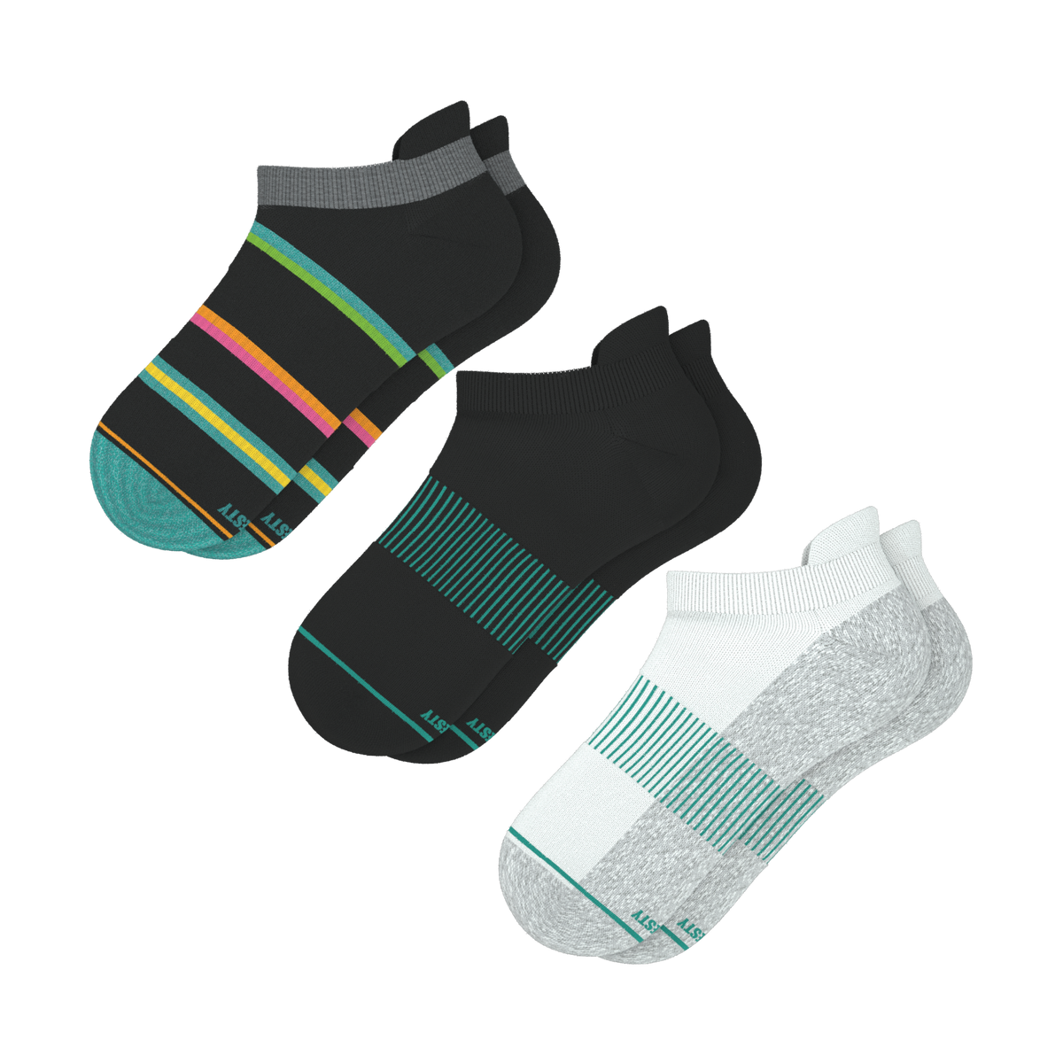 Solid and Pattern Mix Pack | Tropical and Solids Heel Hammock™ Ankle Socks 3 Pack