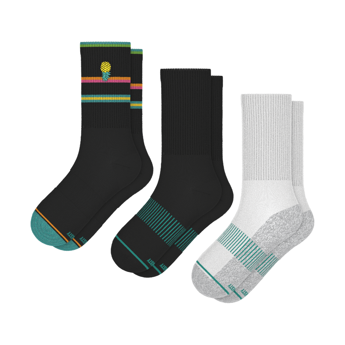 Solid and Pattern Mix Pack | Tropical and Solids Heel Hammock™ Crew Socks 3 Pack