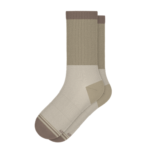 The Khaki | Tan Color Block Heel Hammock™ Crew Socks