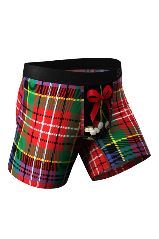 The Kiss Me There | Mistletoe Plaid Christmas Ball Hammock® Pouch Underwear