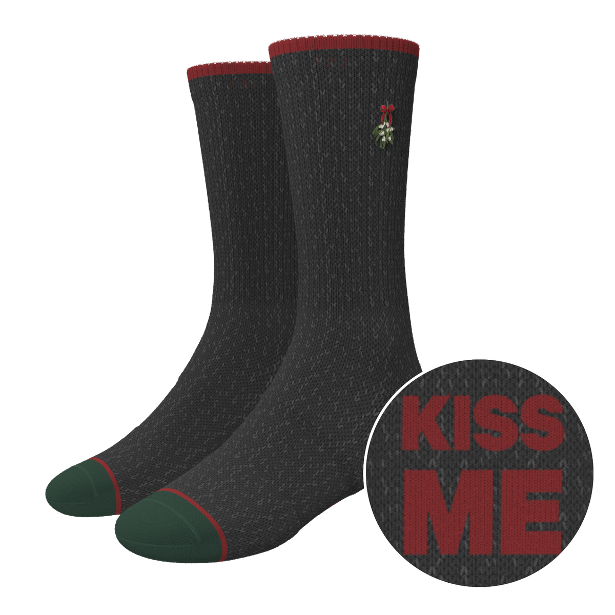 The Kiss Me There | Mistletoe Heel Hammock™ Crew Socks