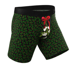 The Kiss Me There | Mistletoe Long Leg Ball Hammock® Pouch Boxers With Fly