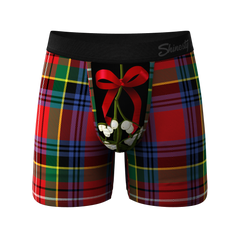 The Kiss Me There | Mistletoe Plaid Christmas Ball Hammock® Pouch Underwear