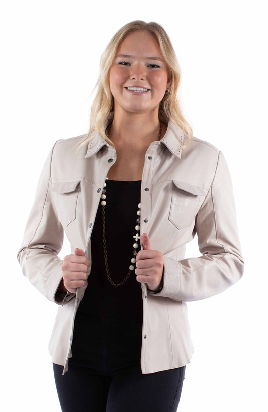 Scully Leather Vanilla Snap Front Shirt Jacket