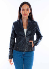 Scully leather Black lamb Ladies zip front jacket L1084