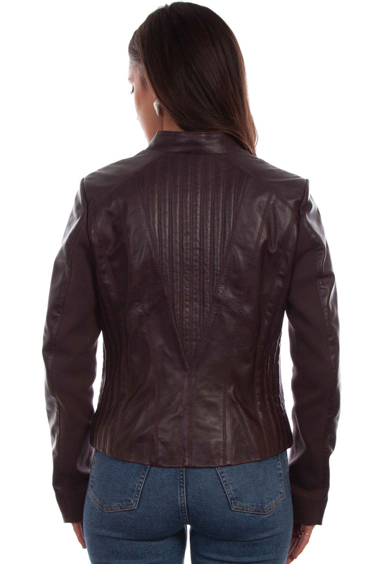 Scully leather Aubergine Ladies zip front jacket L1084