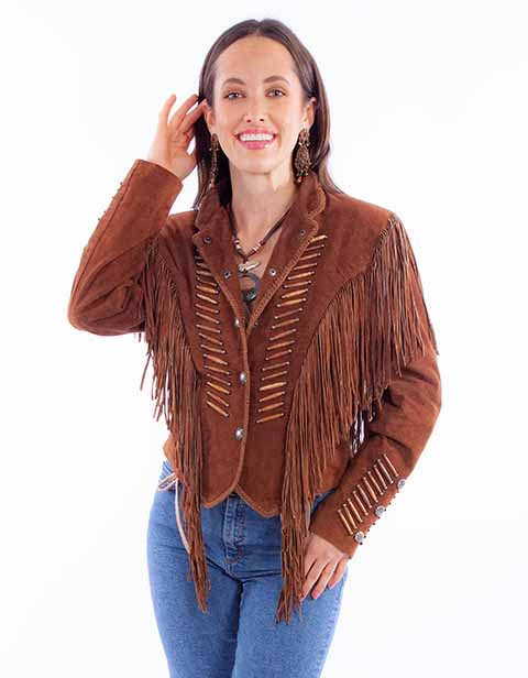 Scully Leather Cafe Brown Fringe/Lacing Jacket