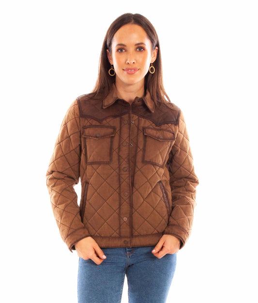 Scully Leather Womens leatherwear chocolate snap front jacket