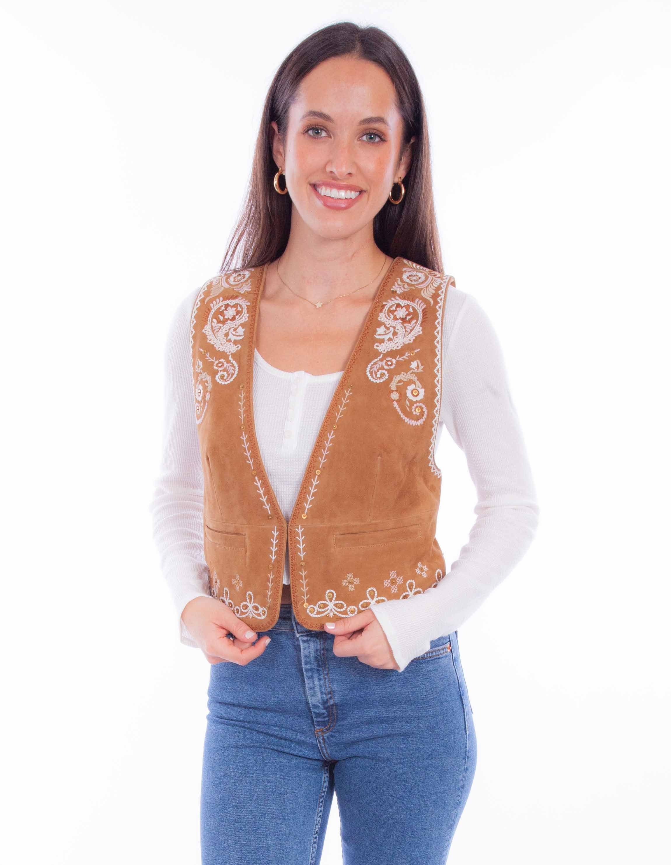Scully Leather Leatherwear Womens Emb Ladies Vest