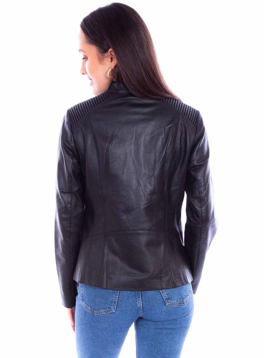 Scully Leather Womens leatherwear black lamb zip front jacket