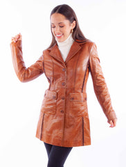 leatherwear womens cognac 100% leather ladies jacket